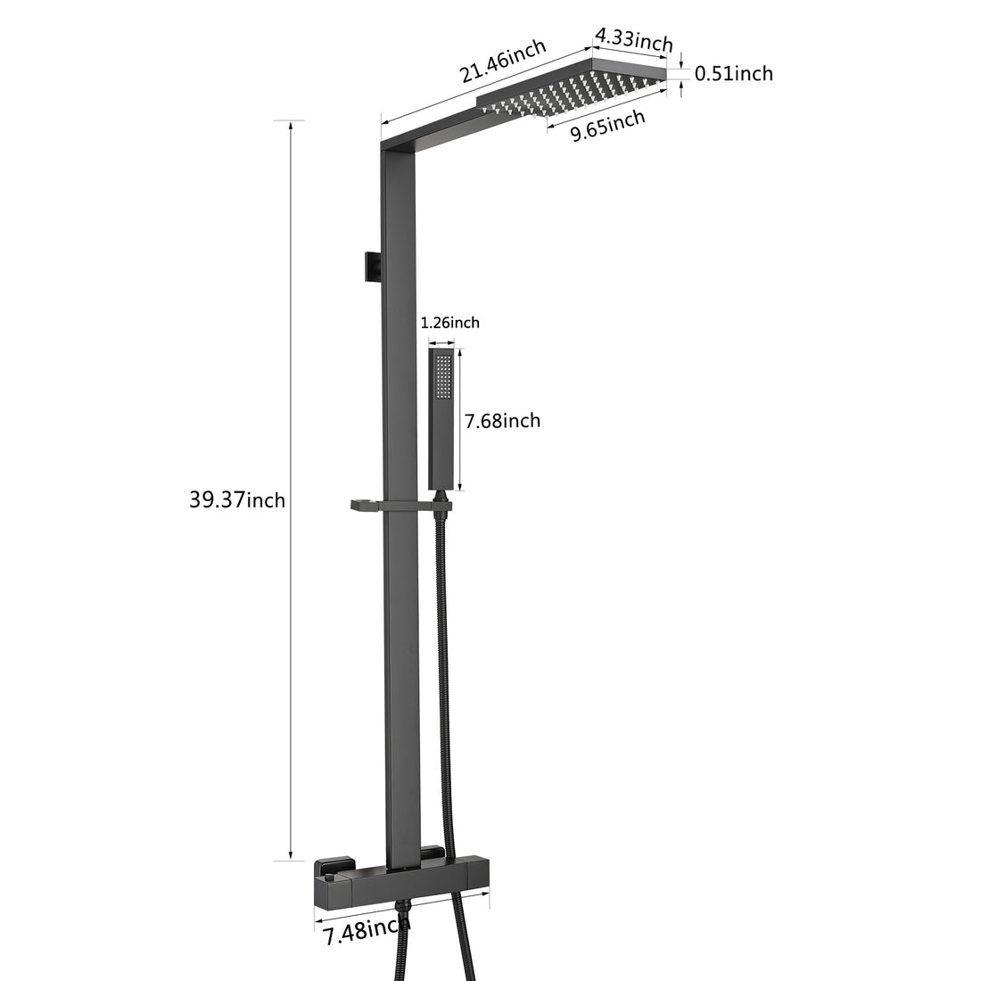 2 Function Thermostatic Complete Shower System With Rough In Valve And Shower Head In Matte Black Matte Black Brass