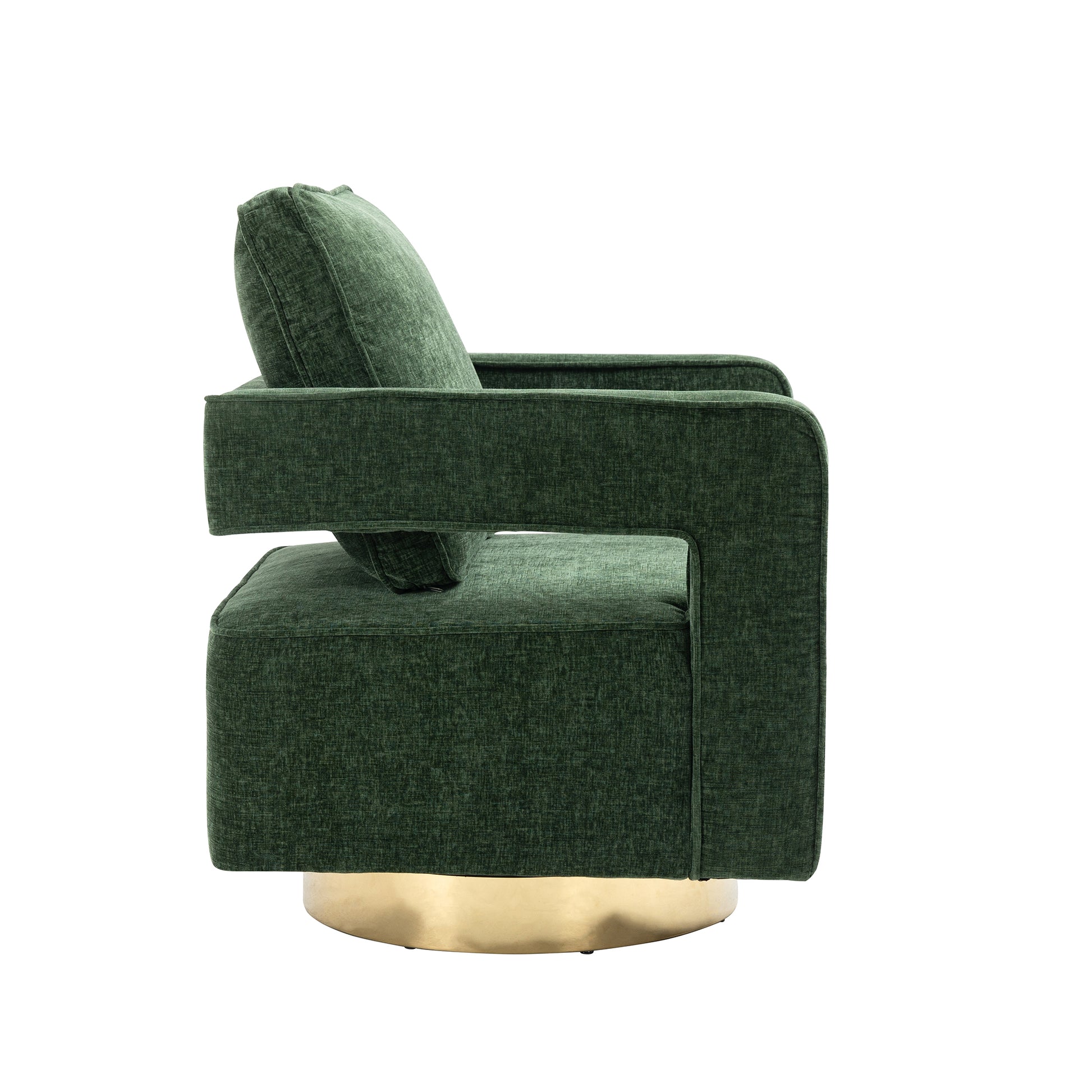 30.7"W Swivel Accent Open Back Chair Modern Comfy Sofa Chair With Gold Stainless Steel Base For Nursery Bedroom Living Room Hotel Office, Club Chair Leisure Arm Chair For Lounge Green Chenille Green