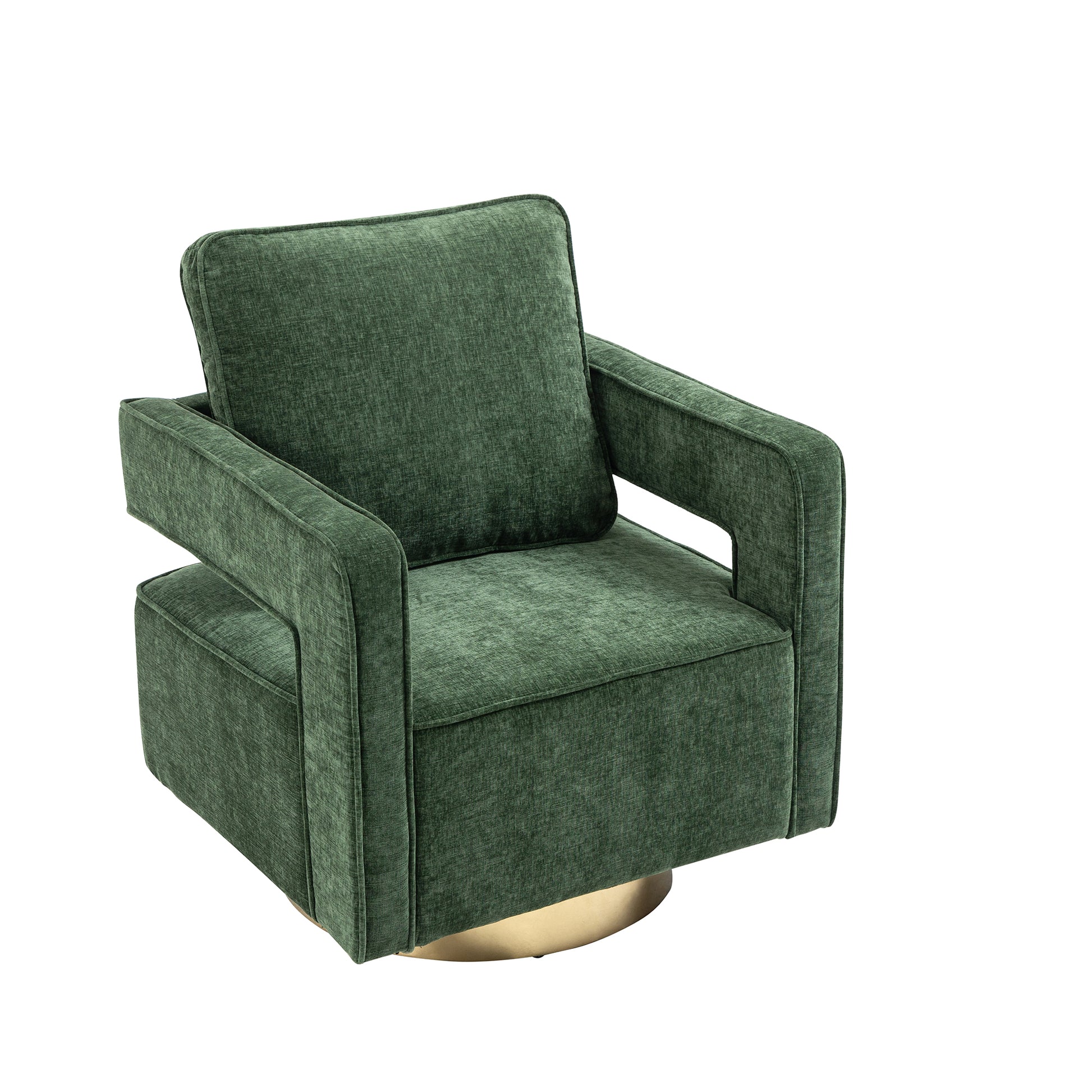 30.7"W Swivel Accent Open Back Chair Modern Comfy Sofa Chair With Gold Stainless Steel Base For Nursery Bedroom Living Room Hotel Office, Club Chair Leisure Arm Chair For Lounge Green Chenille Green