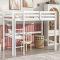 Twin Loft Pine Wood Bed With Built In Desk, Safety Guardrails, Ladder,White Old Sku:W50450911 Twin White Pine