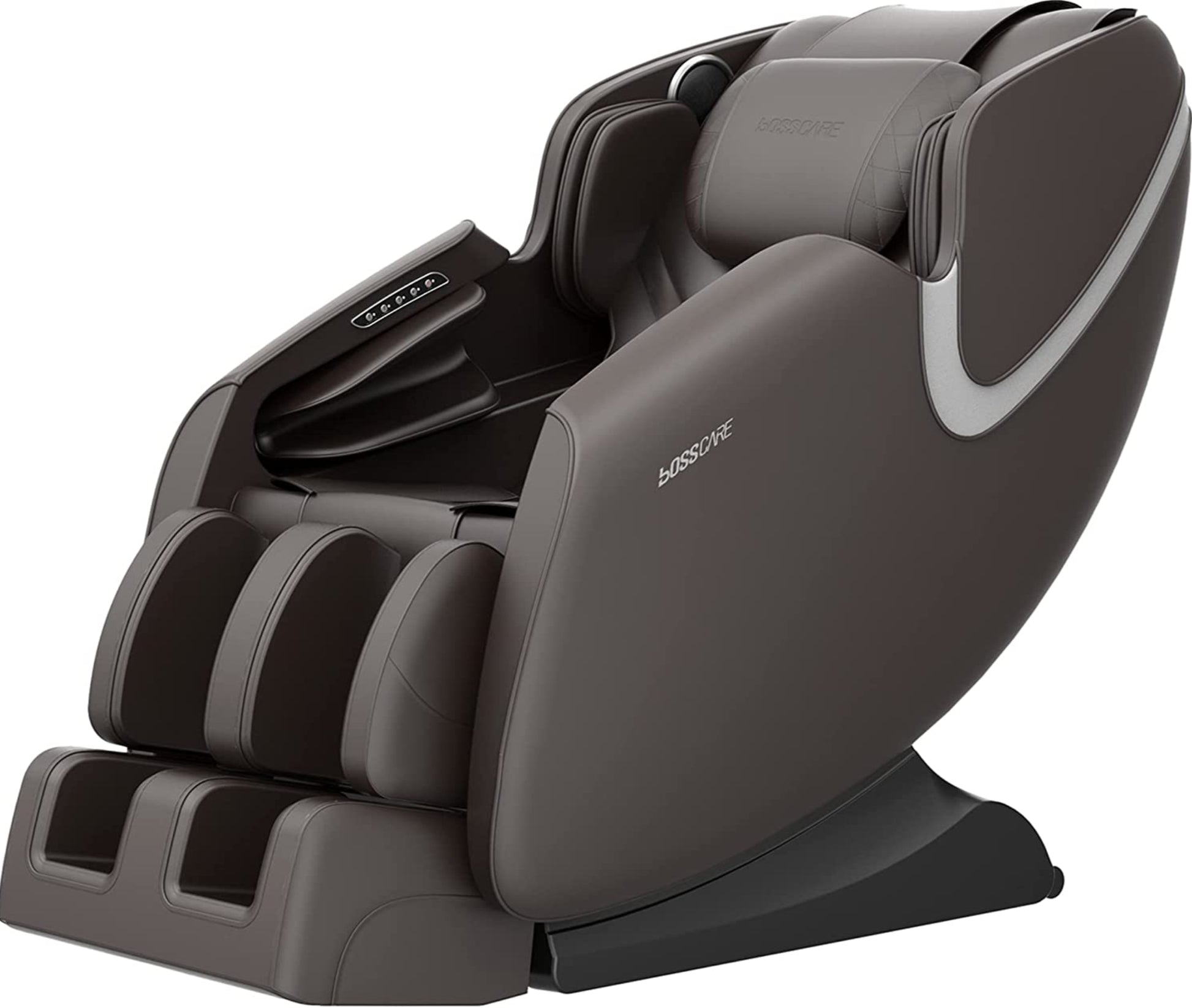 Bosscare Massage Chair Recliner With Zero Gravity, Full Body Airbag Massage Chair With Bluetooth Speaker, Foot Roller Brown Brown Leather Leather