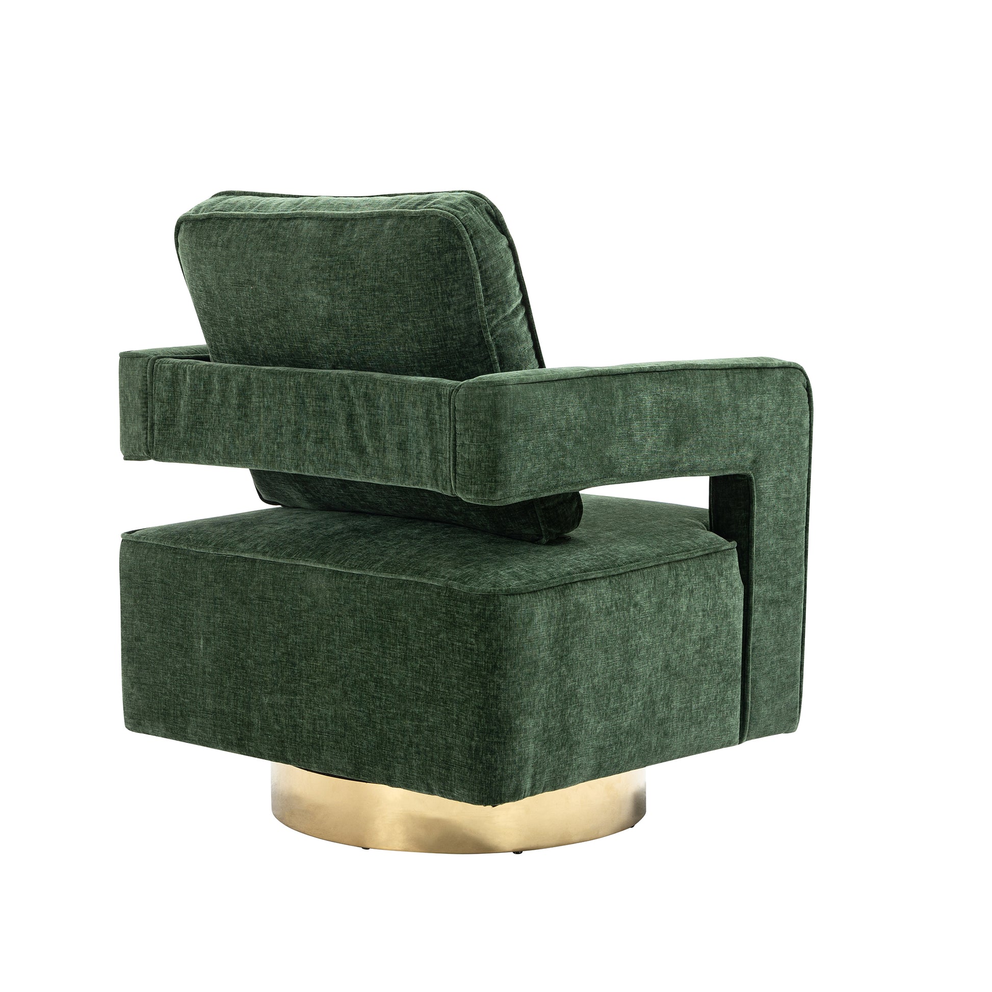 30.7"W Swivel Accent Open Back Chair Modern Comfy Sofa Chair With Gold Stainless Steel Base For Nursery Bedroom Living Room Hotel Office, Club Chair Leisure Arm Chair For Lounge Green Chenille Green