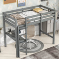 Twin Loft Pine Wood Bed With Built In Desk, Safety Guardrails, Ladder,Grey Old Sku:W50450910 Twin Grey Pine