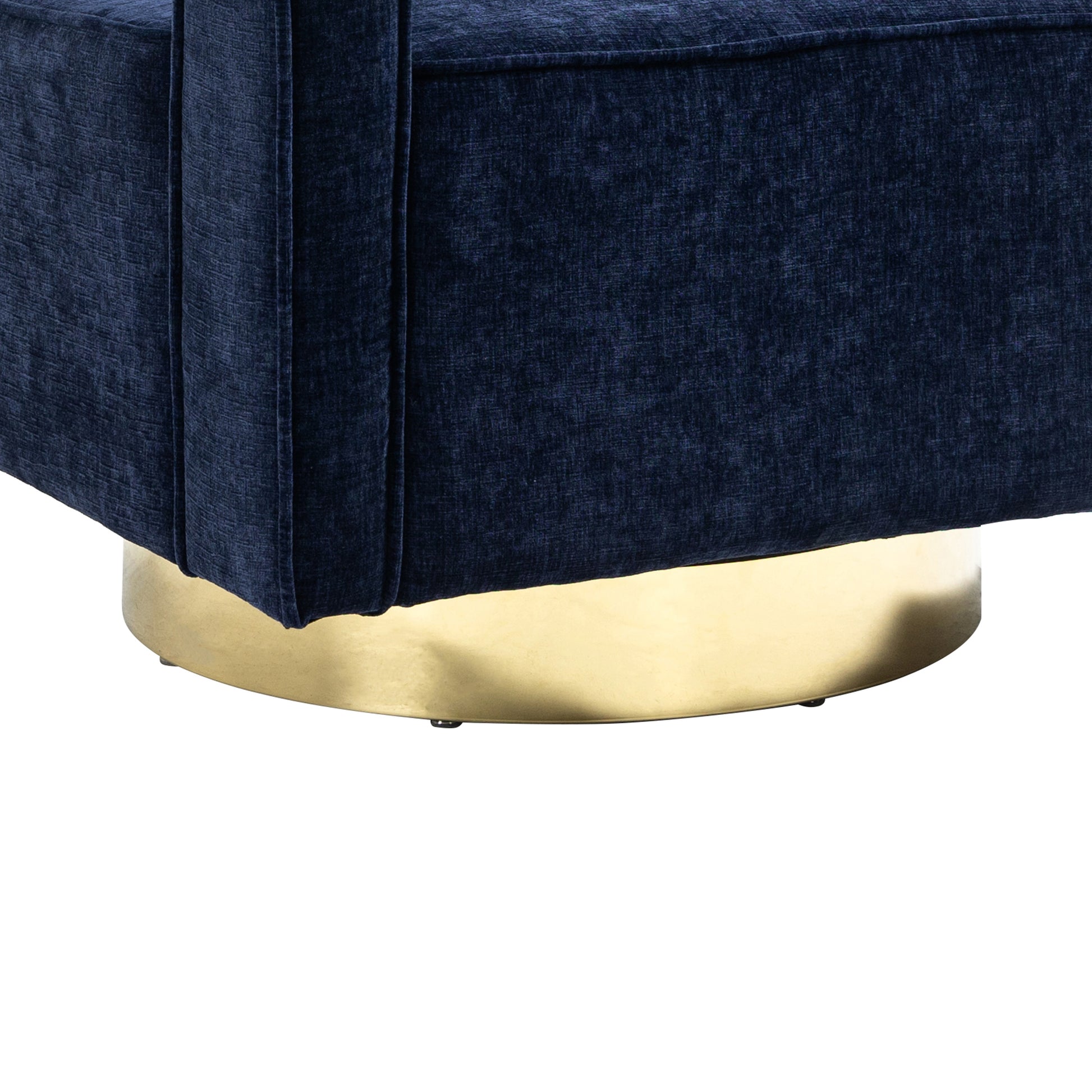 30.7"W Swivel Accent Open Back Chair Modern Comfy Sofa Chair With Gold Stainless Steel Base For Nursery Bedroom Living Room Hotel Office, Club Chair Leisure Arm Chair For Lounge Navy Chenille Navy