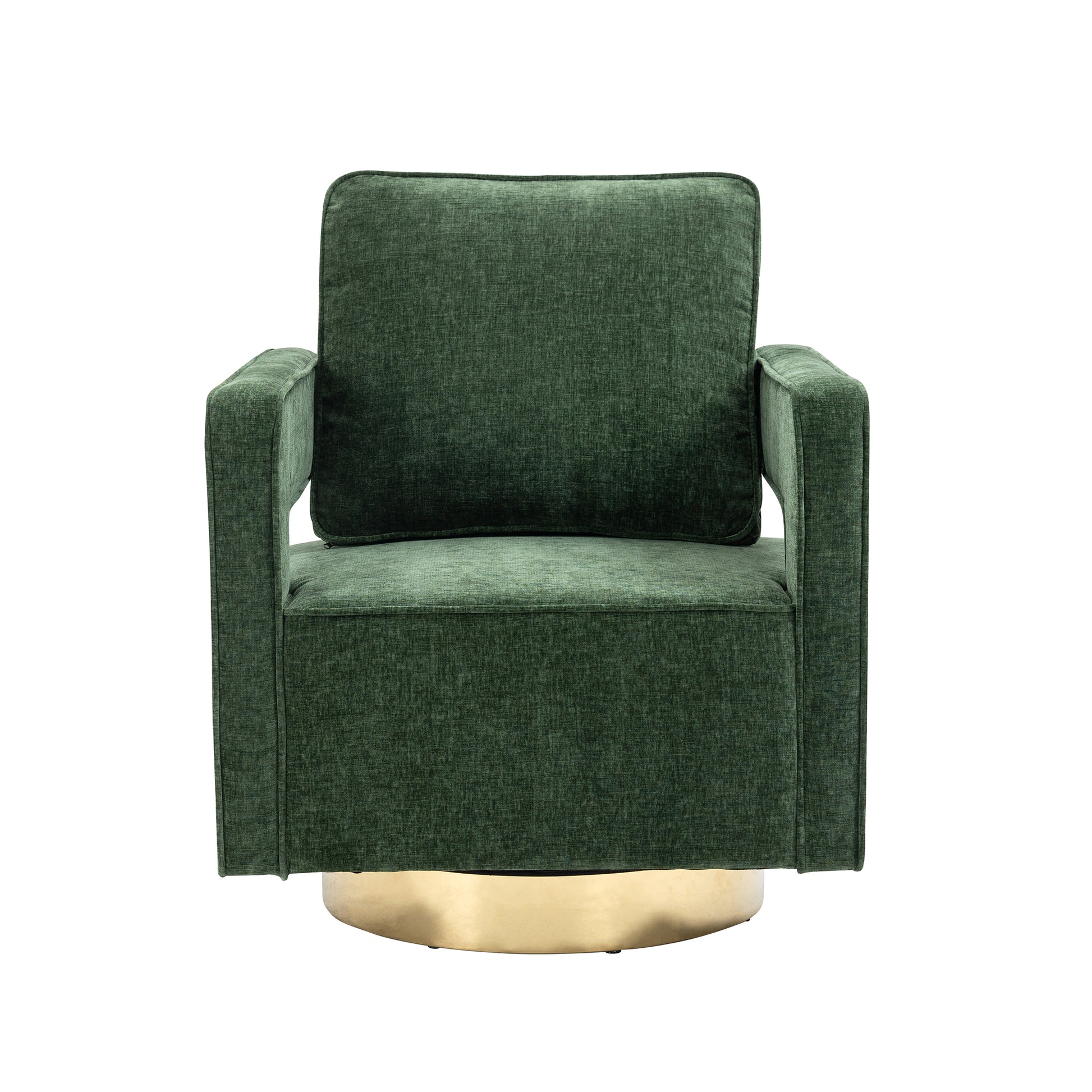 30.7"W Swivel Accent Open Back Chair Modern Comfy Sofa Chair With Gold Stainless Steel Base For Nursery Bedroom Living Room Hotel Office, Club Chair Leisure Arm Chair For Lounge Green Chenille Green