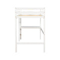 Twin Loft Pine Wood Bed With Built In Desk, Safety Guardrails, Ladder,White Old Sku:W50450911 Twin White Pine