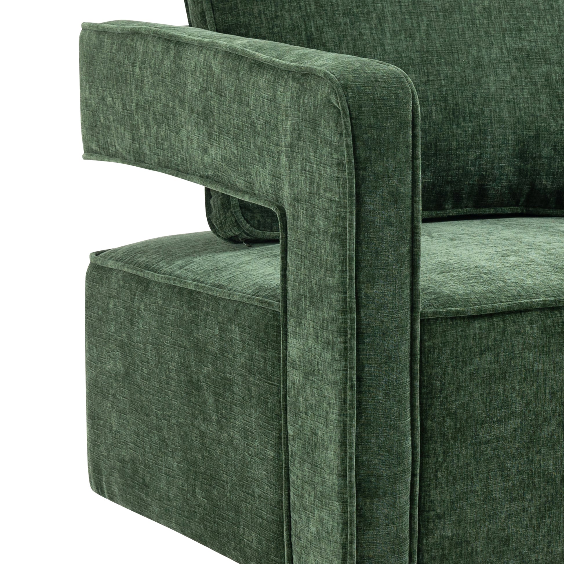 30.7"W Swivel Accent Open Back Chair Modern Comfy Sofa Chair With Gold Stainless Steel Base For Nursery Bedroom Living Room Hotel Office, Club Chair Leisure Arm Chair For Lounge Green Chenille Green