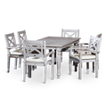 Rectangular 7 Piece Dining Set Silver Grey Solid Wood