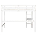 Twin Loft Pine Wood Bed With Built In Desk, Safety Guardrails, Ladder,White Old Sku:W50450911 Twin White Pine