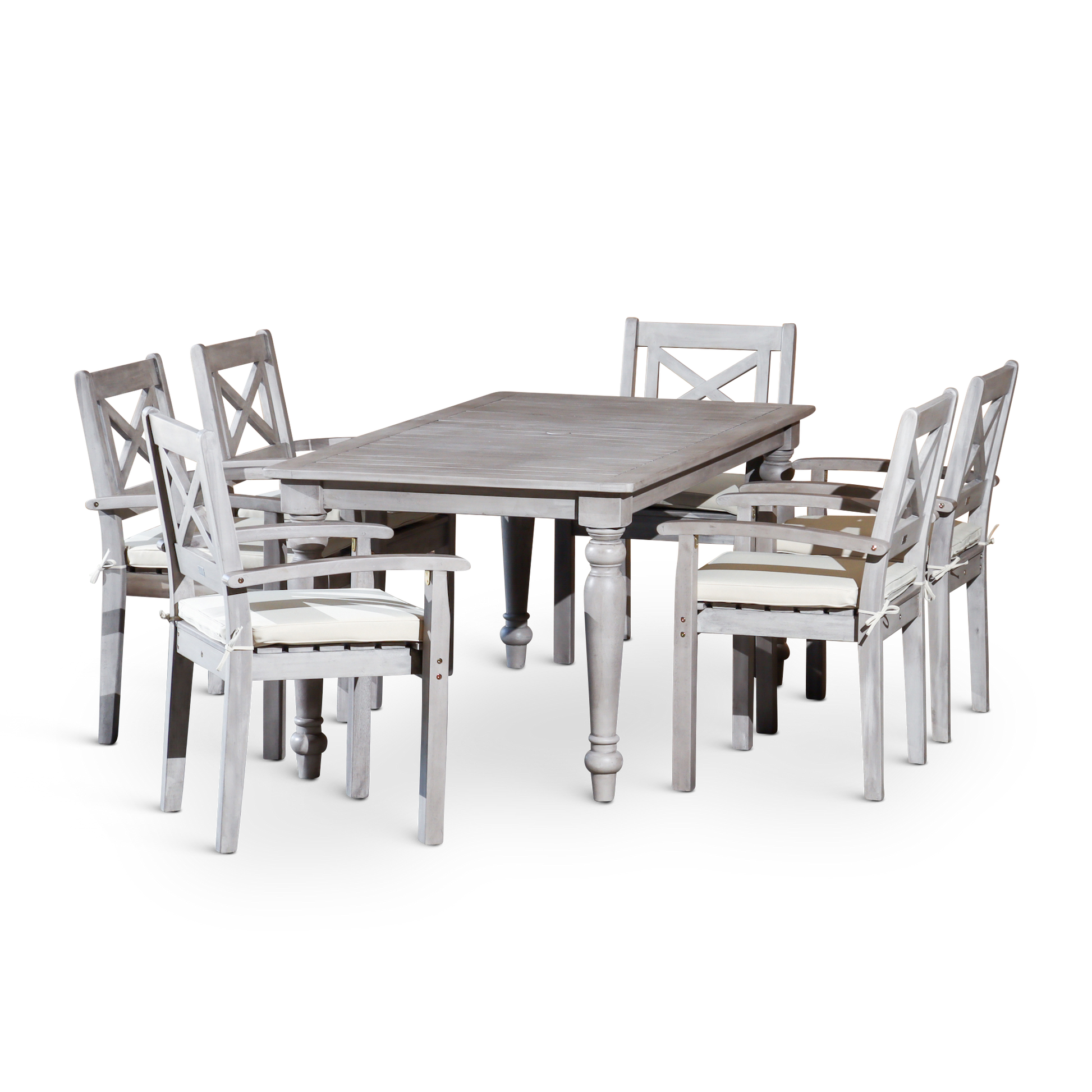 Rectangular 5 Piece Dining Set Silver Grey Solid Wood