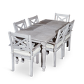 Rectangular 7 Piece Dining Set Silver Grey Solid Wood