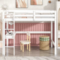 Twin Loft Pine Wood Bed With Built In Desk, Safety Guardrails, Ladder,White Old Sku:W50450911 Twin White Pine