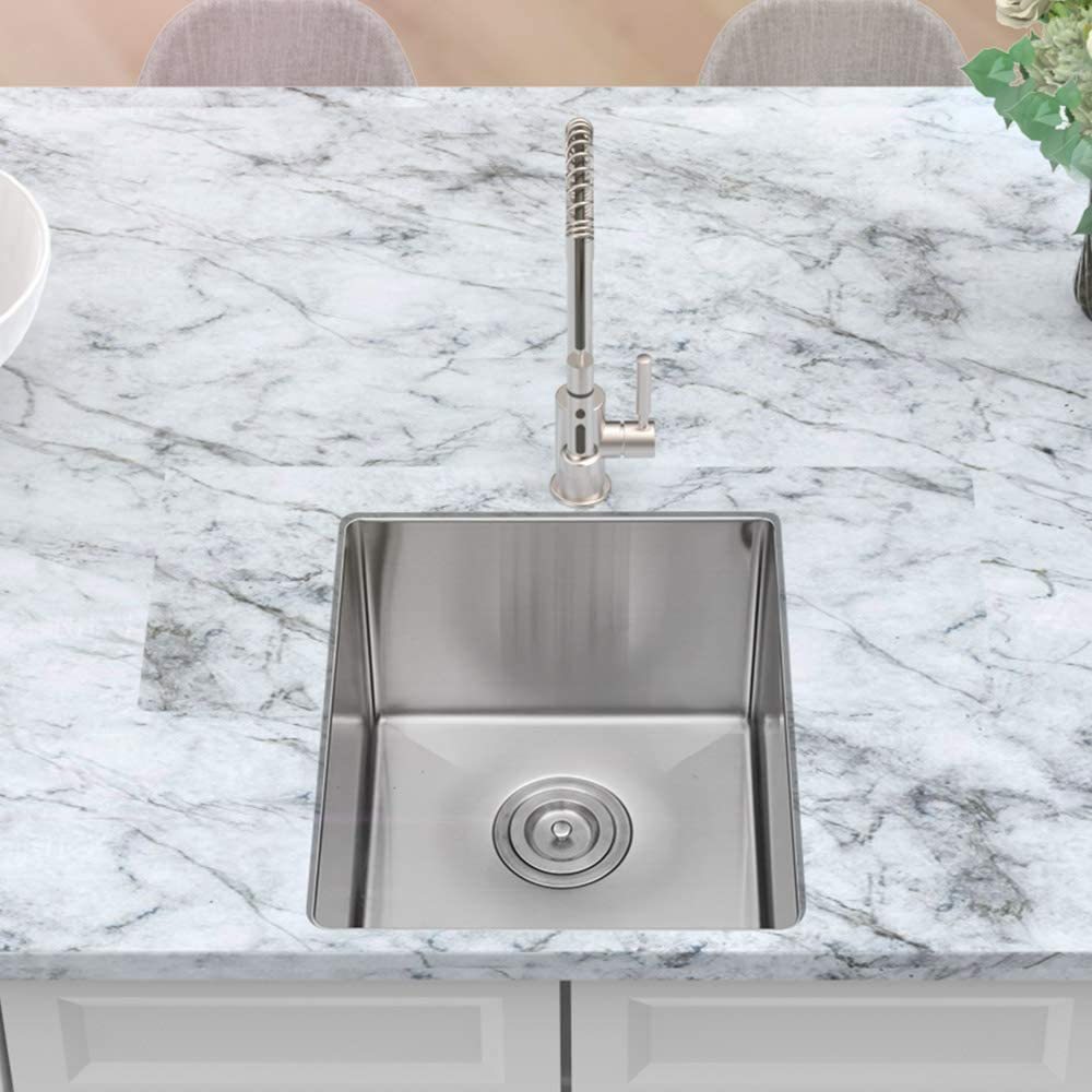 Bar Sink Undermount Sarlai 14"X18" Undermount Single Bowl Stainless Steel Bar Prep Sink Small Kitchen Sink Brushed Nickel Stainless Steel