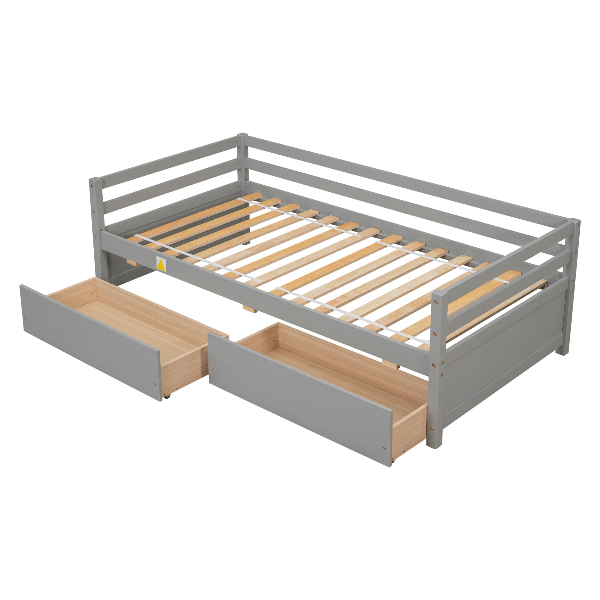 Daybed With Two Storage Drawers ,Grey Old Sku:W50450914 Twin Grey Pine