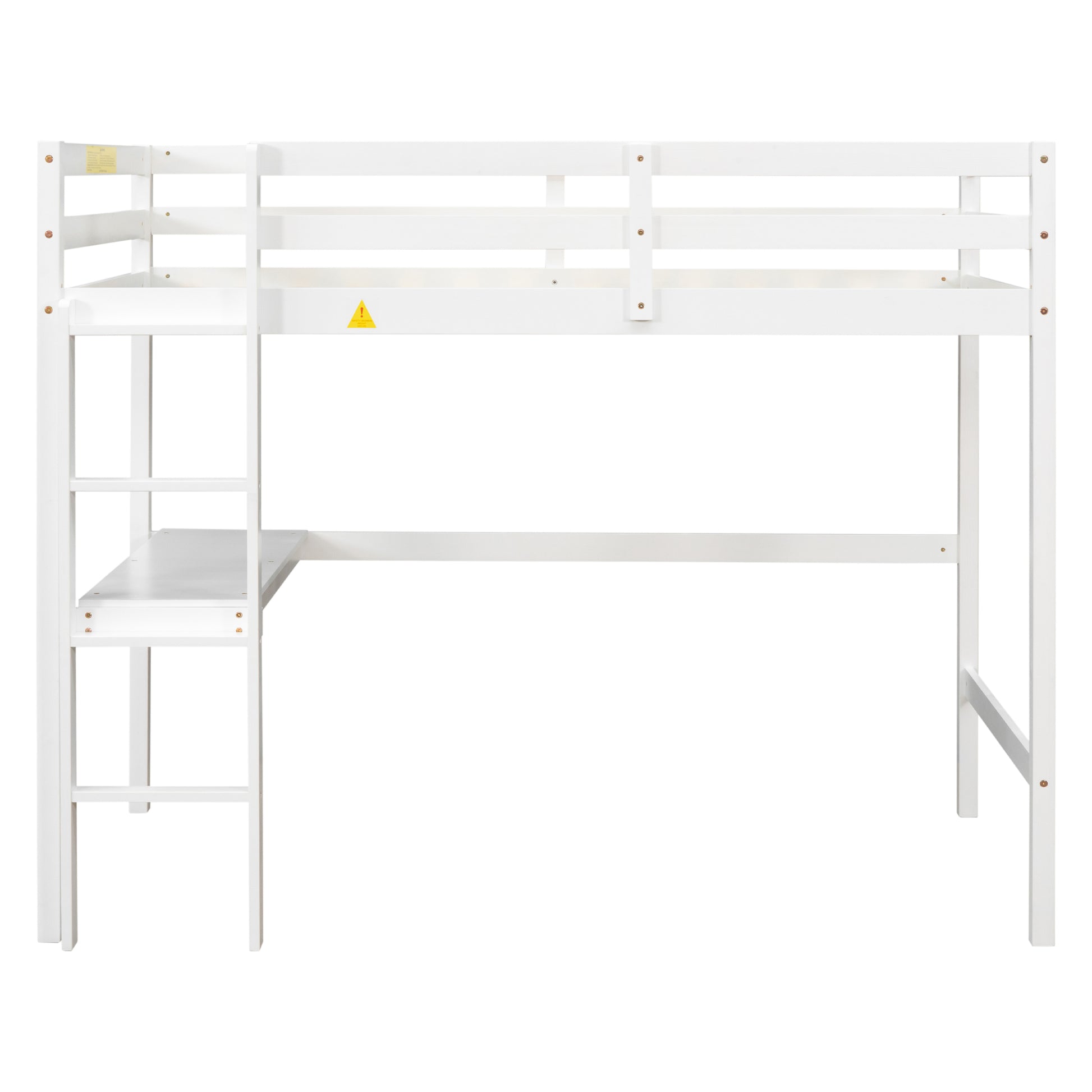 Twin Loft Pine Wood Bed With Built In Desk, Safety Guardrails, Ladder,White Old Sku:W50450911 Twin White Pine