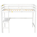 Twin Loft Pine Wood Bed With Built In Desk, Safety Guardrails, Ladder,White Old Sku:W50450911 Twin White Pine