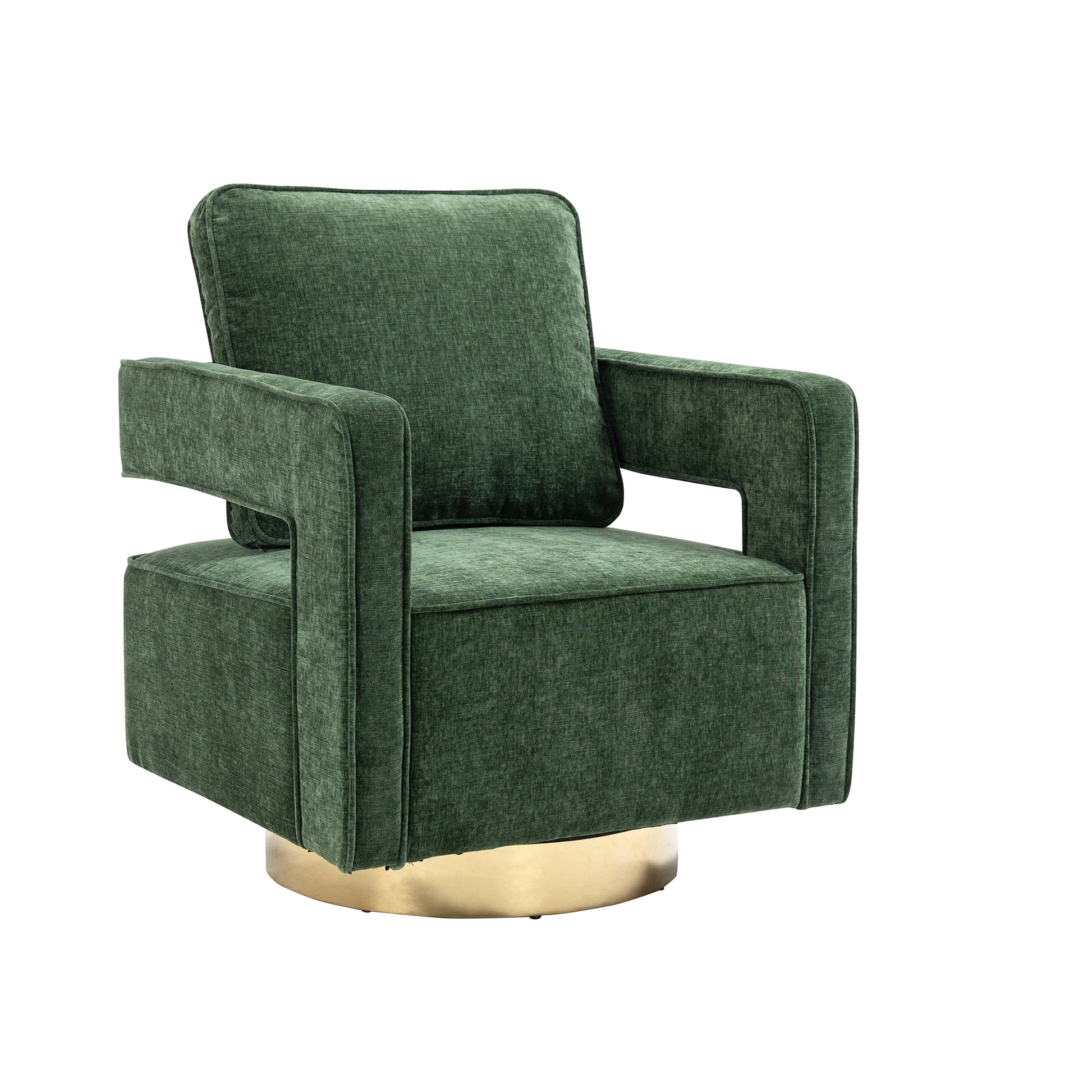 30.7"W Swivel Accent Open Back Chair Modern Comfy Sofa Chair With Gold Stainless Steel Base For Nursery Bedroom Living Room Hotel Office, Club Chair Leisure Arm Chair For Lounge Green Chenille Green