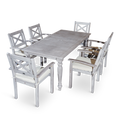 Rectangular 7 Piece Dining Set Silver Grey Solid Wood