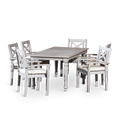 Rectangular 7 Piece Dining Set Silver Grey Solid Wood