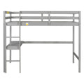 Twin Loft Pine Wood Bed With Built In Desk, Safety Guardrails, Ladder,Grey Old Sku:W50450910 Twin Grey Pine