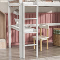 Twin Loft Pine Wood Bed With Built In Desk, Safety Guardrails, Ladder,White Old Sku:W50450911 Twin White Pine