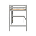 Twin Loft Pine Wood Bed With Built In Desk, Safety Guardrails, Ladder,Grey Old Sku:W50450910 Twin Grey Pine