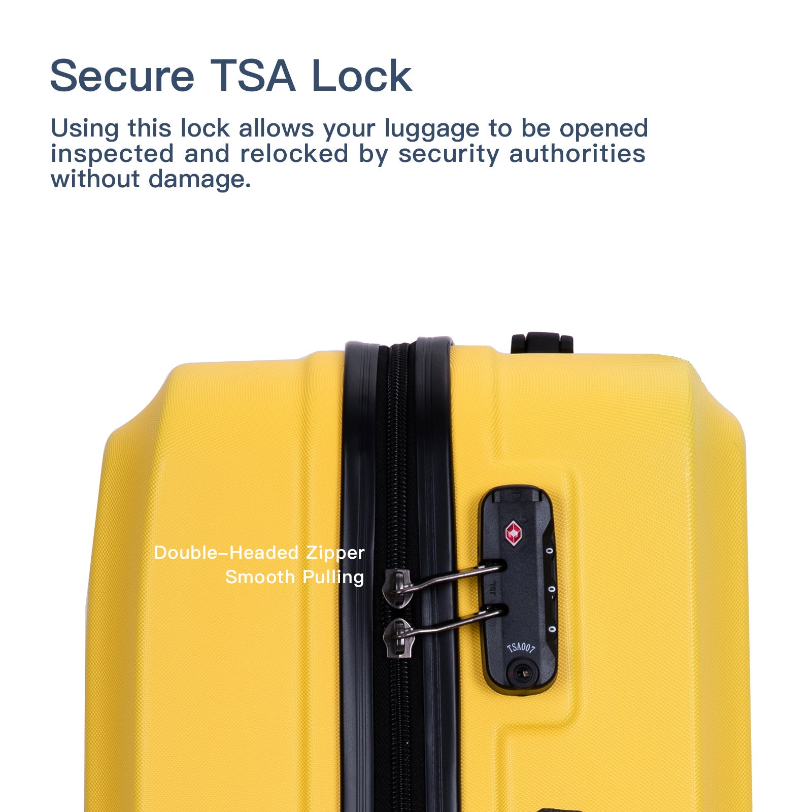 3 Piece Luggage Sets Abs Lightweight Suitcase With Two Hooks, Spinner Wheels, Tsa Lock, 20 24 28 , Yellow Yellow Abs