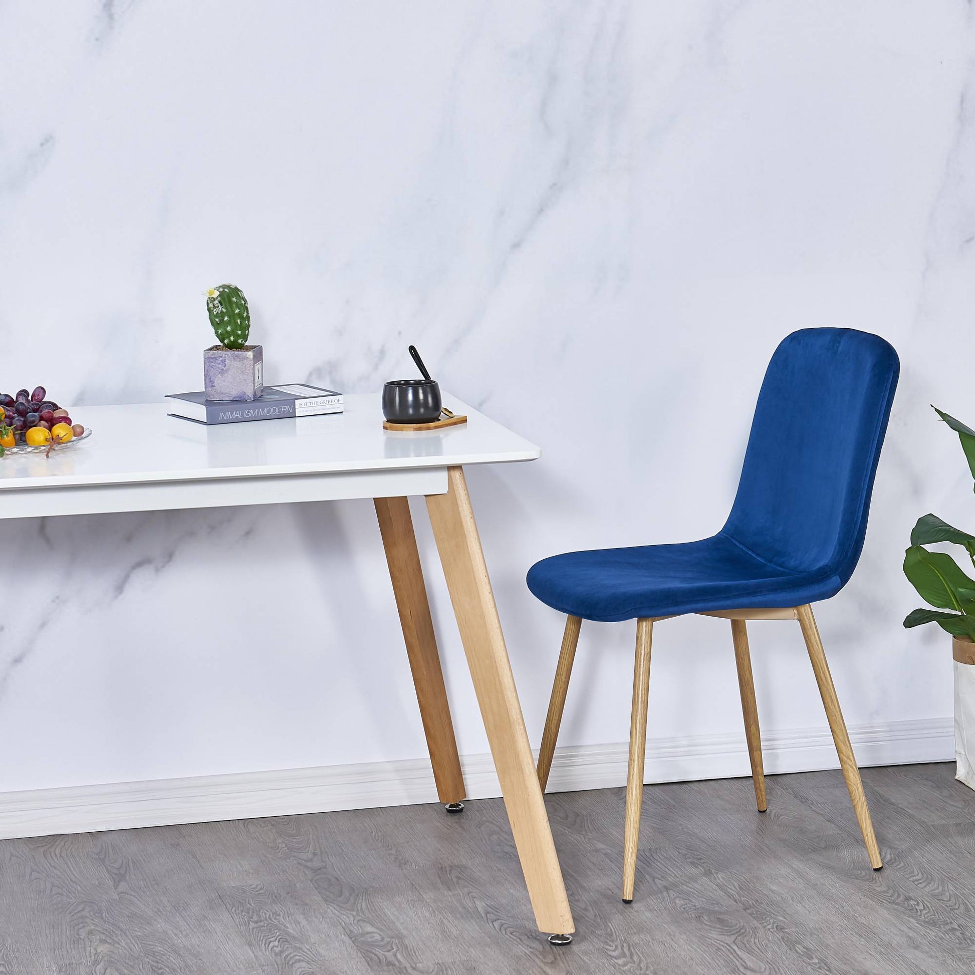 Dining Chair Blue 1Pc 1Ctn Blue Fabric