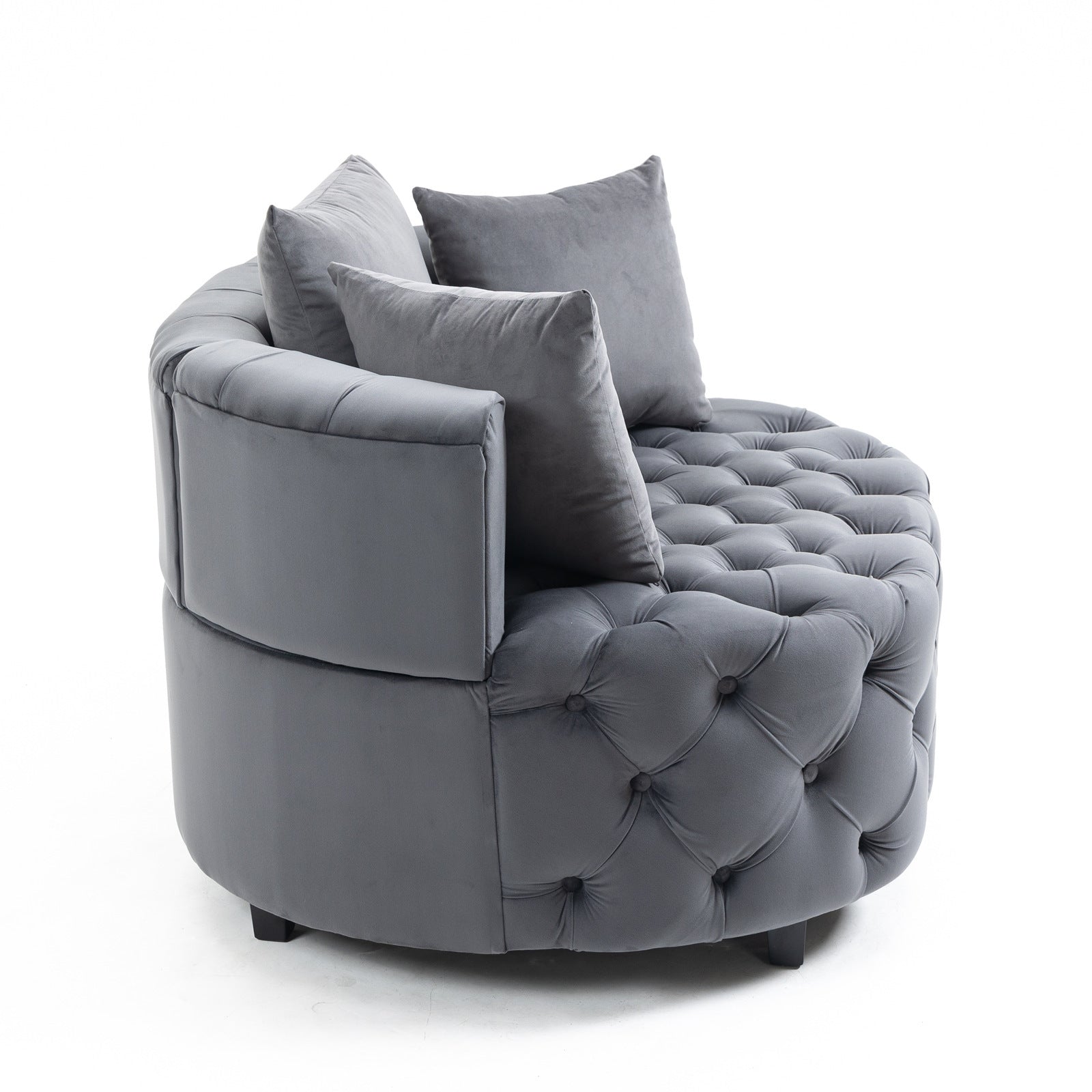 Accent Chair Classical Barrel Chair For Living Room Modern Leisure Chair Grey Gray Foam Velvet