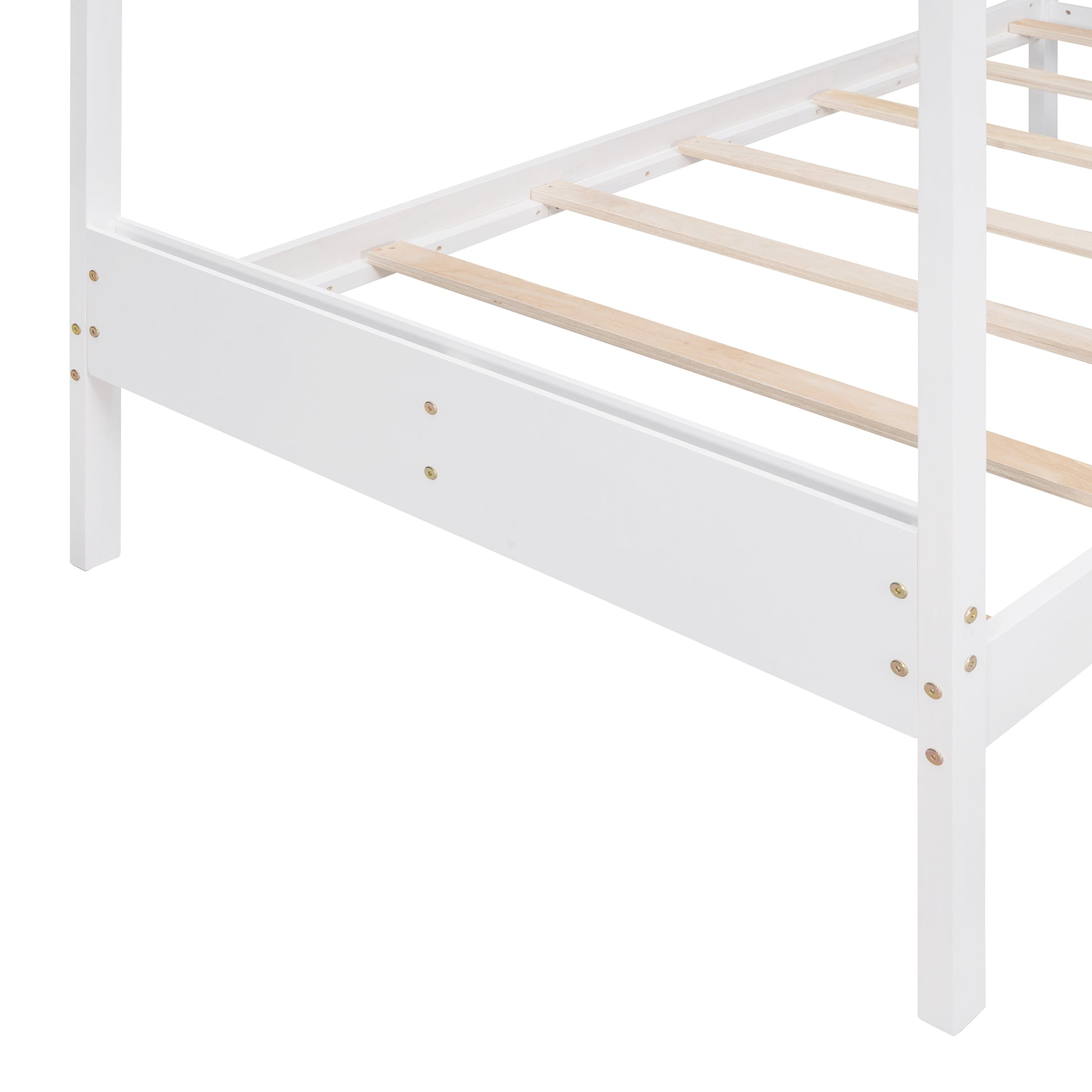 Twin Size Wood House Bed With Storage Space, White Old Sku: Lp000001Aak White Solid Wood