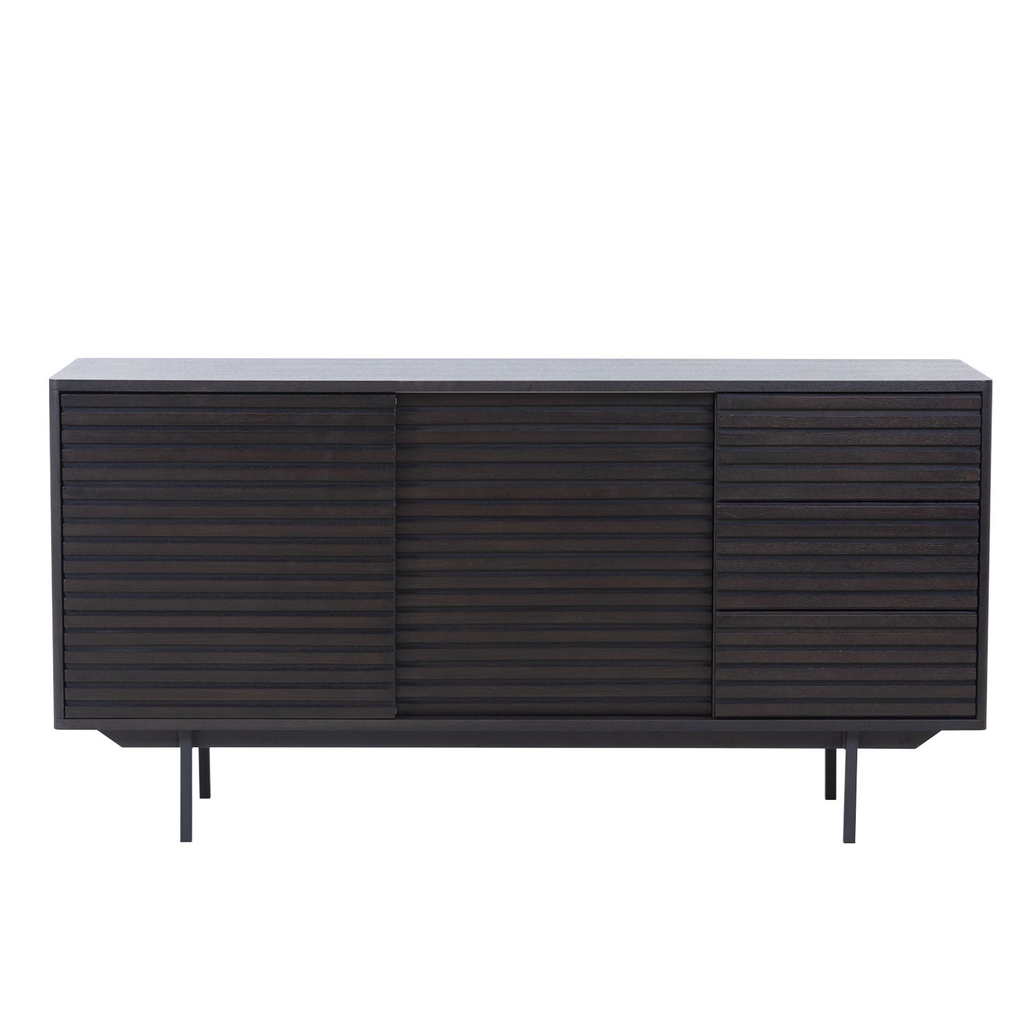 Combo Mid Century Sideboard Buffet Table Or Tv Stand With Storage For Living Room Kitchen Walnut Wood Stainless Steel