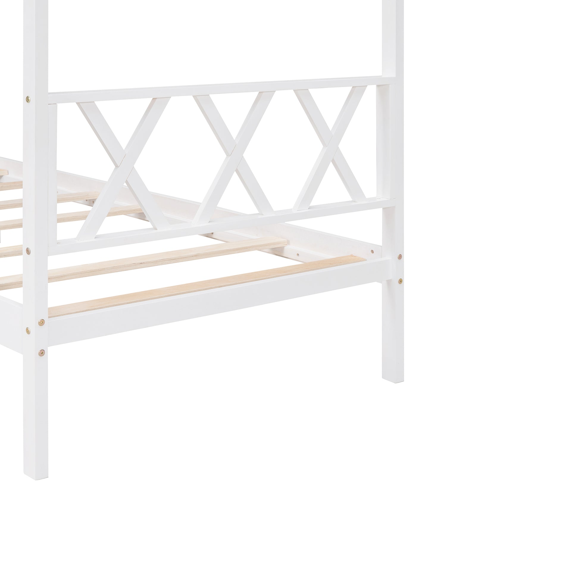 Twin Size Wood House Bed With Storage Space, White Old Sku: Lp000001Aak White Solid Wood