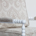 Spindle Chair, White Finish, Taupe Paisley Fabric White Fabric