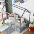 Slats Are Not Included Twin Size Wood Bed House Bed Frame With Fence,For Kids,Teens, Girls,Boys Gray Old Sku:Wf194274Aae Gray Solid Wood