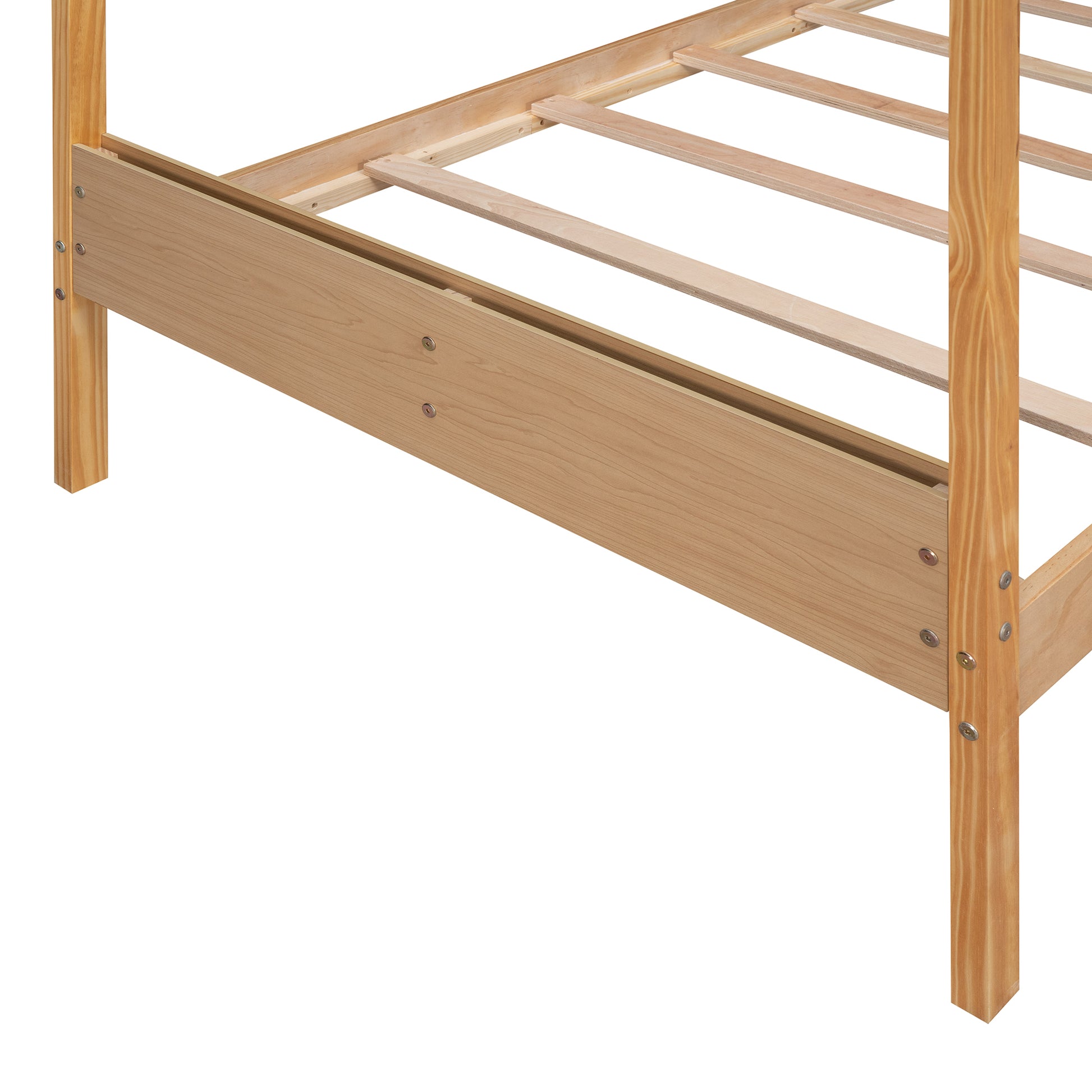 Twin Size Wood House Bed With Storage Space, Natural Old Sku: Lp000001Aam Natural Solid Wood