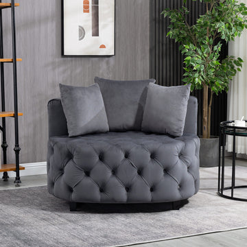 Accent Chair Classical Barrel Chair For Living Room Modern Leisure Chair Grey Gray Foam Velvet