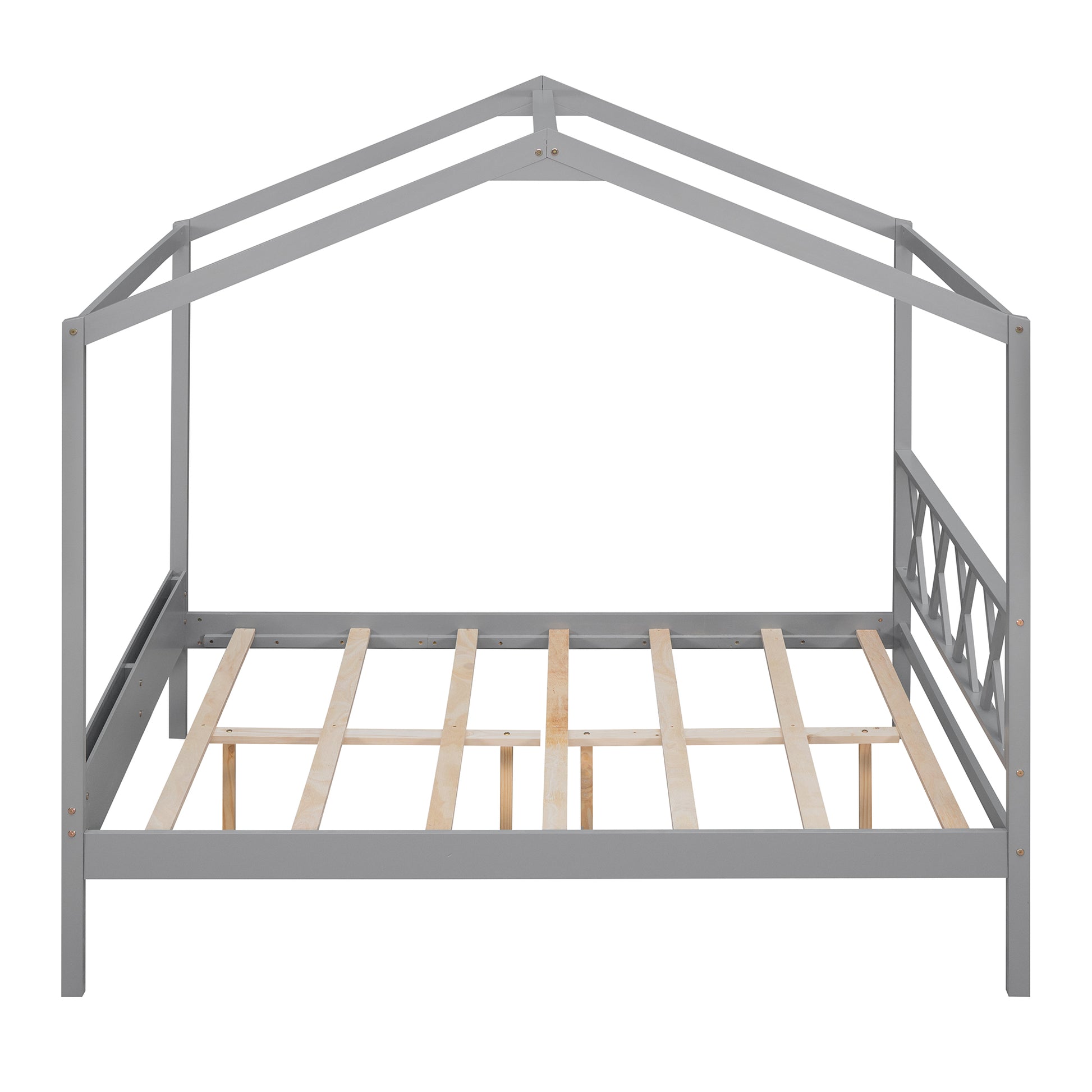 Full Size Wood House Bed With Storage Space, Gray Old Sku :Lp000002Aae Gray Solid Wood