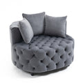 Accent Chair Classical Barrel Chair For Living Room Modern Leisure Chair Grey Gray Foam Velvet