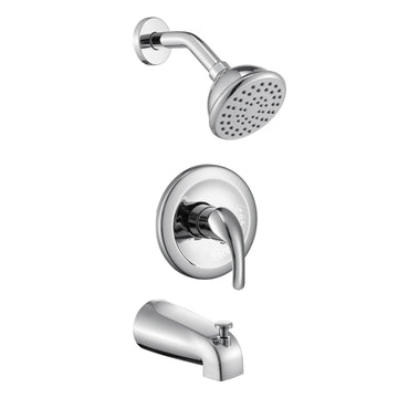 Chrome 6 Inch Shower Faucet Wih Tub Spout Combo Valve Included Chrome Metal