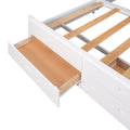 Queen Size Canopy Platform Bed With Twin Size Trundle And Three Storage Drawers,White White Pine