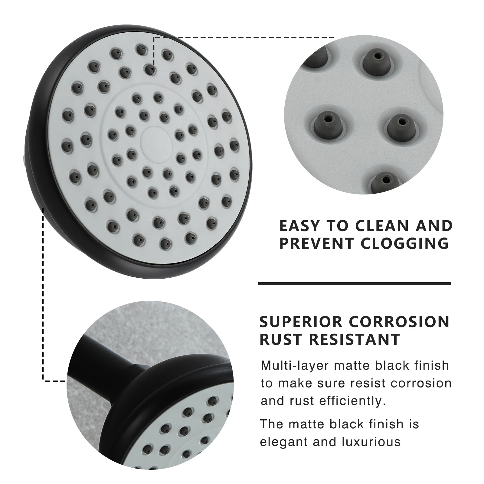 Matte Black 6 Inch Shower Faucet Wih Tub Spout Combo Matte Black Metal