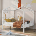 Full Size Wood House Bed With Storage Space, White Old Sku :Lp000002Aak White Solid Wood