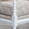 Spindle Chair, White Finish, Taupe Paisley Fabric White Fabric