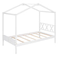 Twin Size Wood House Bed With Storage Space, White Old Sku: Lp000001Aak White Solid Wood