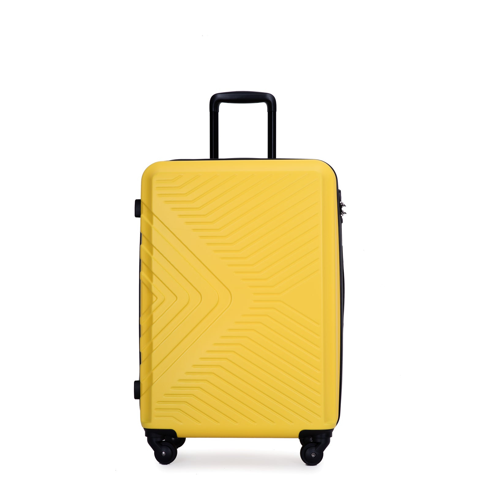 3 Piece Luggage Sets Abs Lightweight Suitcase With Two Hooks, Spinner Wheels, Tsa Lock, 20 24 28 , Yellow Yellow Abs