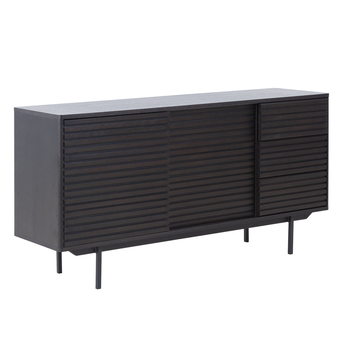 Combo Mid Century Sideboard Buffet Table Or Tv Stand With Storage For Living Room Kitchen Walnut Wood Stainless Steel