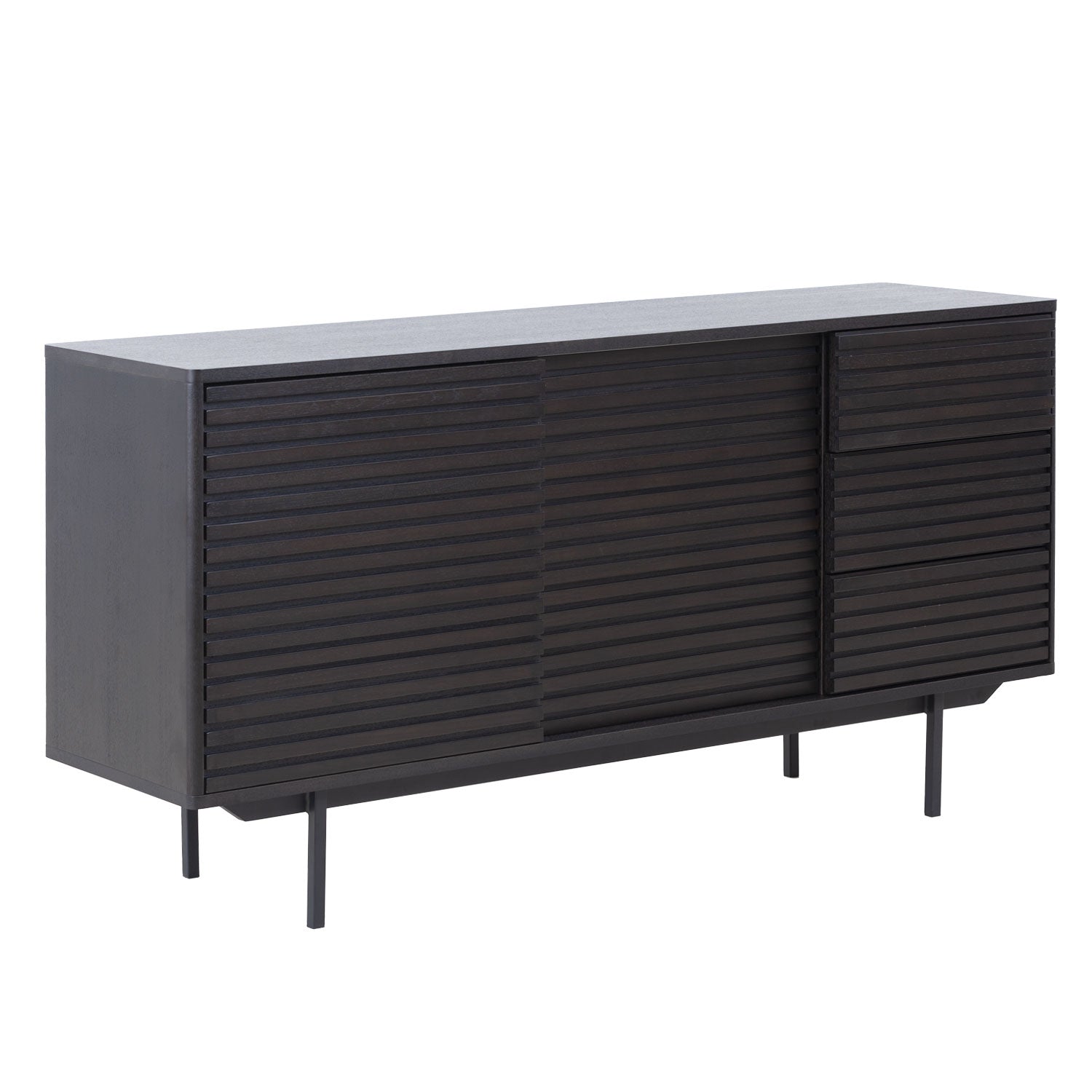 Combo Mid Century Sideboard Buffet Table Or Tv Stand With Storage For Living Room Kitchen Walnut Wood Stainless Steel