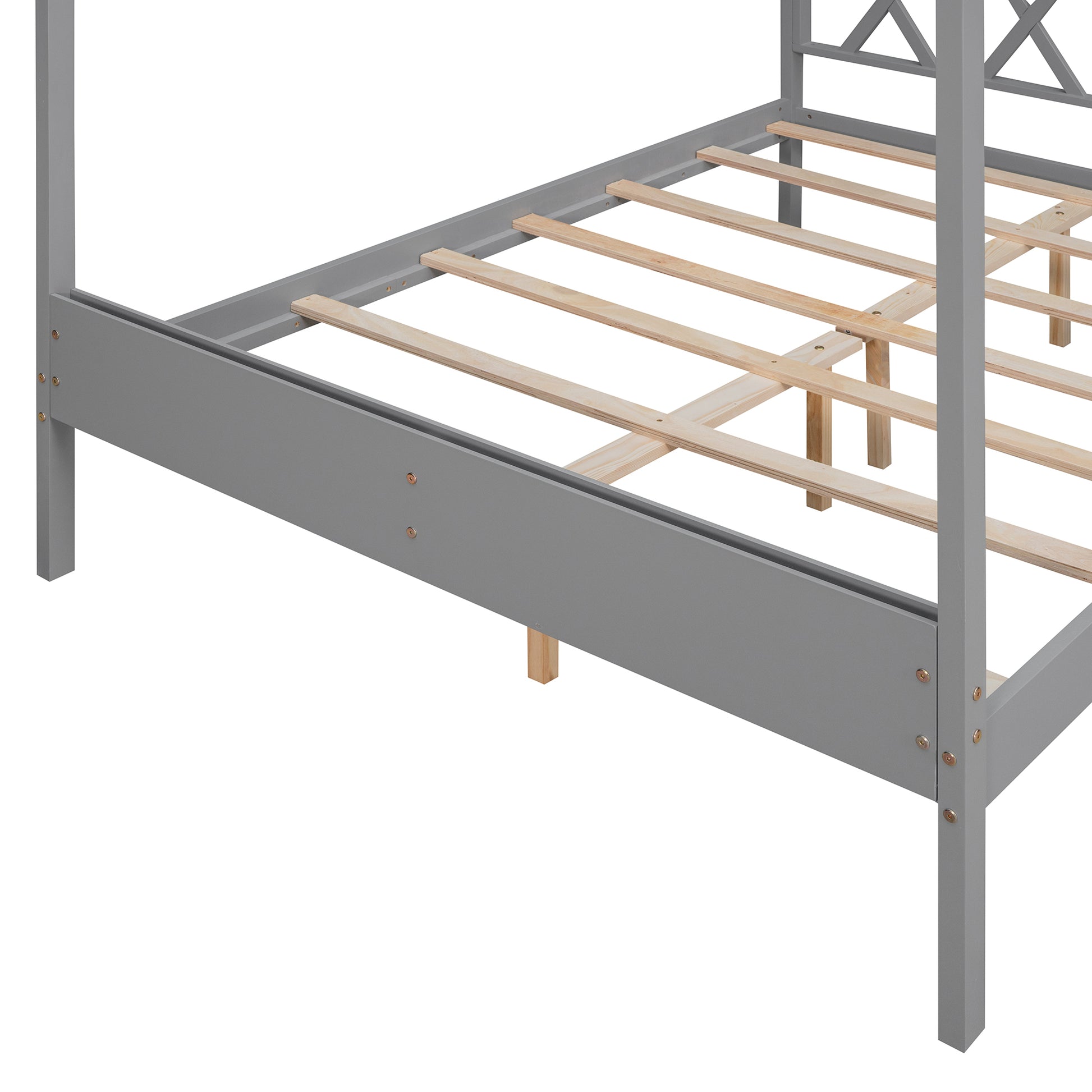 Full Size Wood House Bed With Storage Space, Gray Old Sku :Lp000002Aae Gray Solid Wood