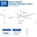 56 In Intergrated Led Ceiling Fan Lighting With White Abs Blade White Abs