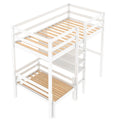 Convertible Loft Bed With L Shape Desk, Twin Bunk Bed With Shelves And Ladder, White Old Sku:Sm000209Aak 1 Twin White Pine